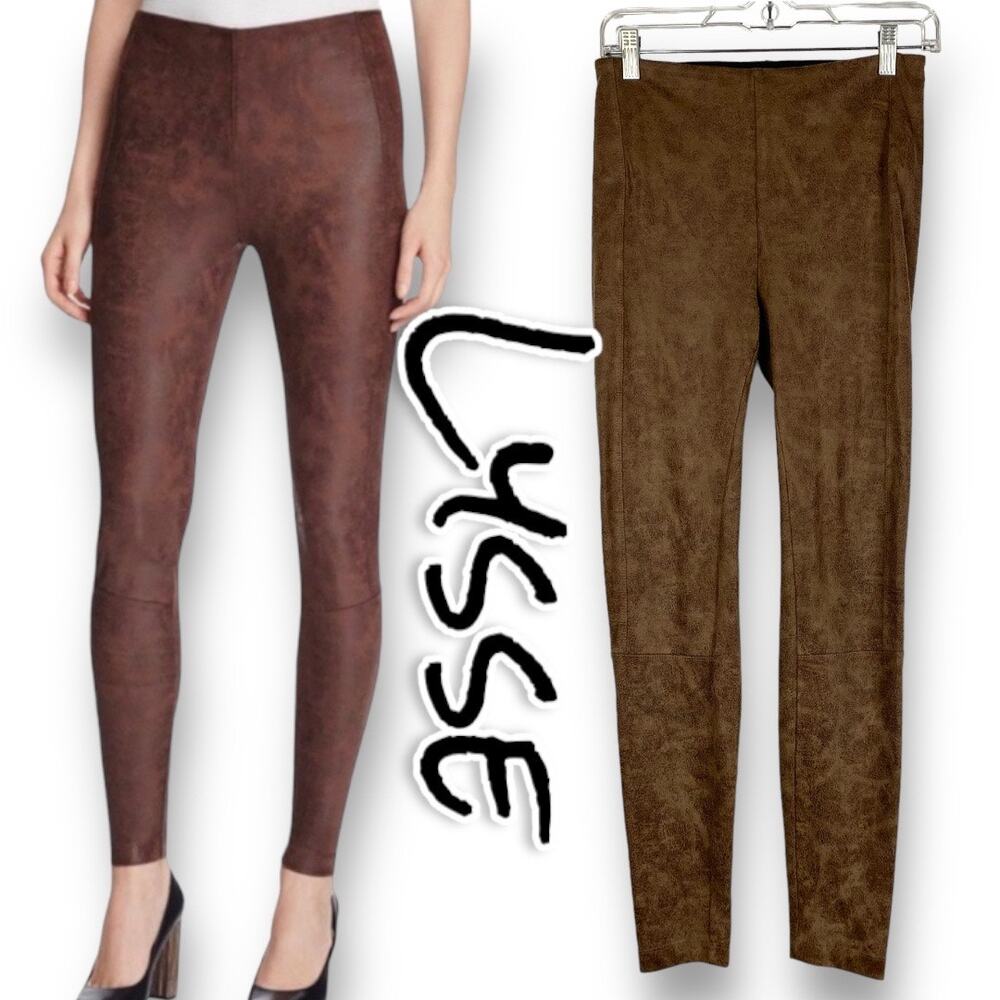 Lysse Hi Waist Legging Faux Leather Brown Pocket Womens Size Small